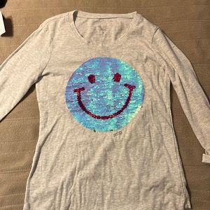 Happy face reversible smiley face long sleeved shirt